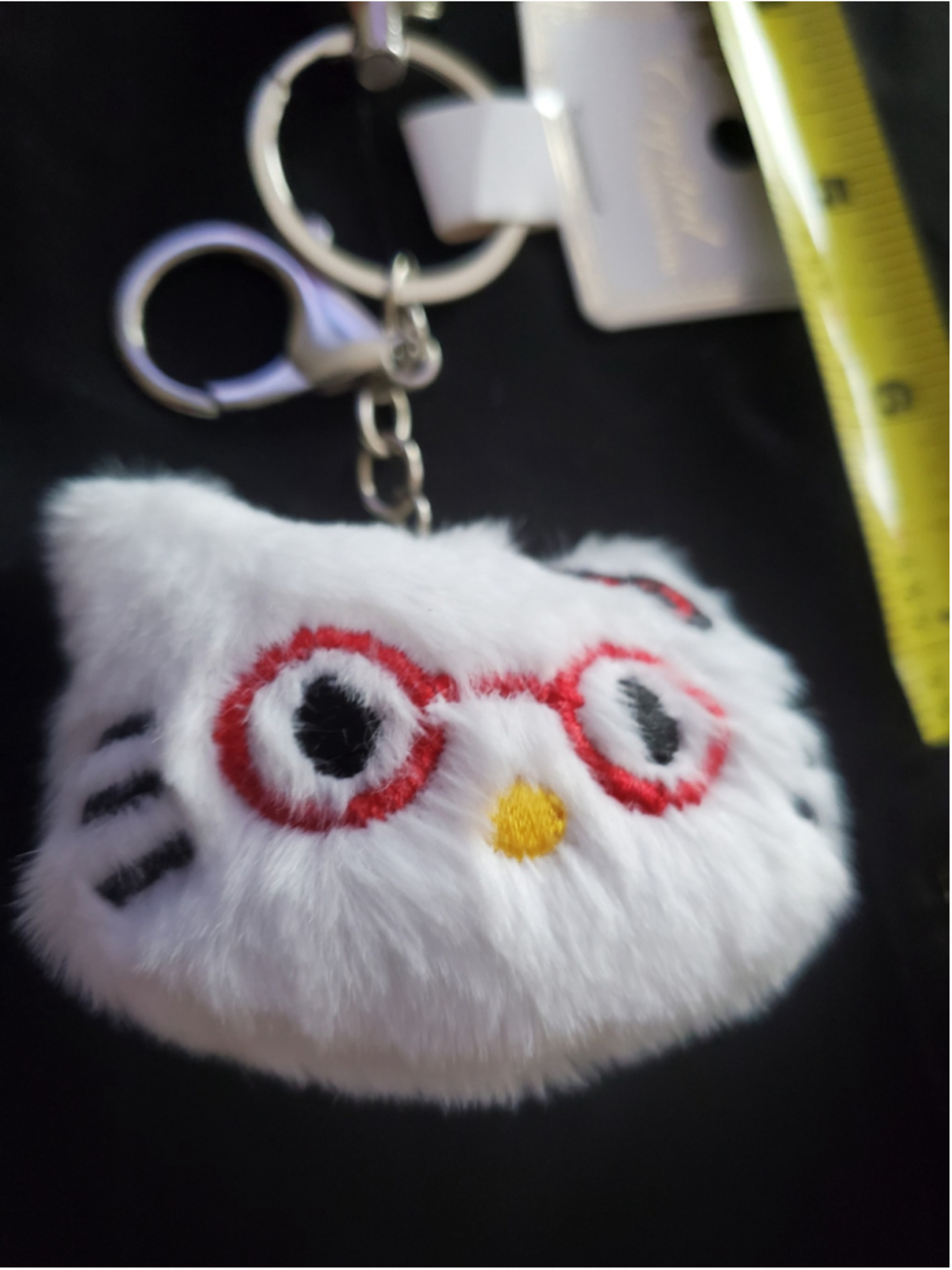 Plush Red and White Cat Keychain